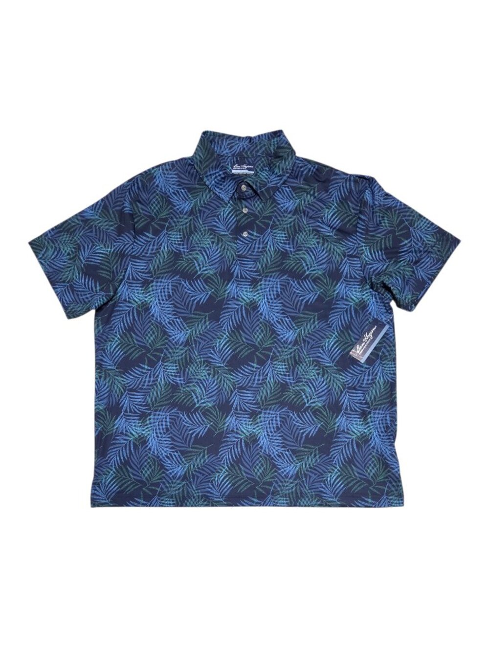 Ben Hogan Performance Men's Polo Shirt 2XL Stretch Fabric Navy Green Tropical